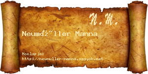 Neumüller Manna névjegykártya